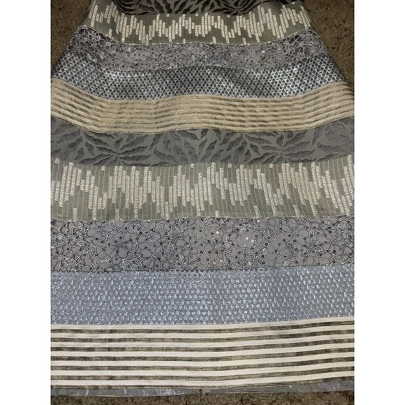 KAY UNGER Silver Gray Metallic Sequin Lace Sheath Dress BEAUTIFUL Formal 10 READ - Picture 9 of 14